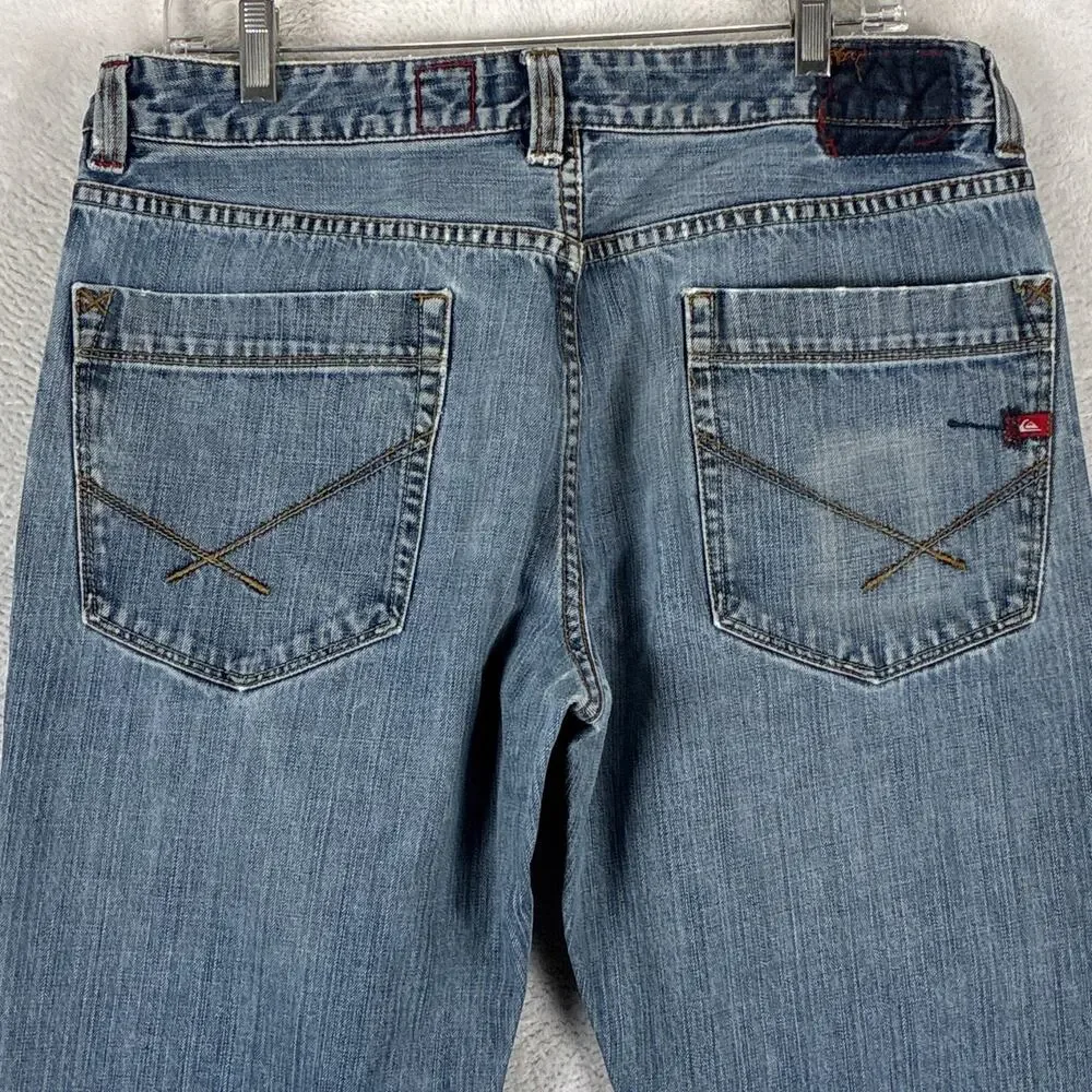 VTG Quiksilver Jeans Mens 34 Quikjean Faded Baggy Skate SoCal Surf Grunge Y2K